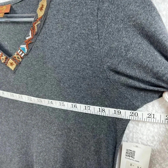 Scully NWT Women Dress S Gray Aztec Tribal Fringe Trim Sheath Long Sleeve Native - Picture 11 of 16